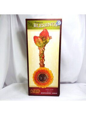 VTG Cracker Barrel Ceramic Sunflower Ladle Serve Ware Family Blessings 19”